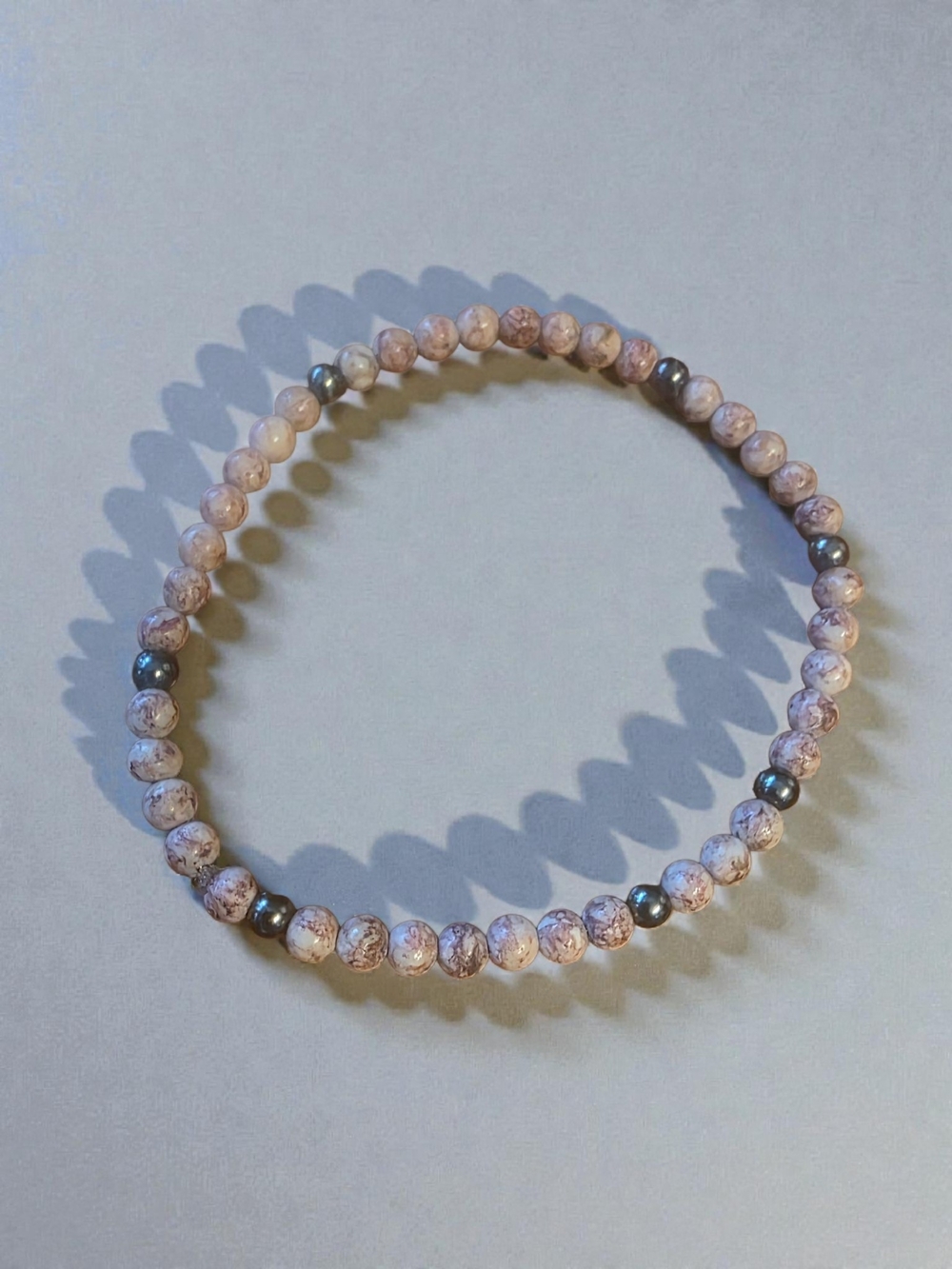 Handmade Picasso Jasper & Hematite Crystal Beaded Bracelet